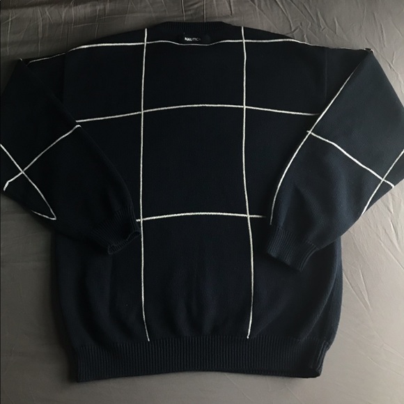 Nautica Dark Navy Blue and White Crewneck Sweater - Picture 2 of 8